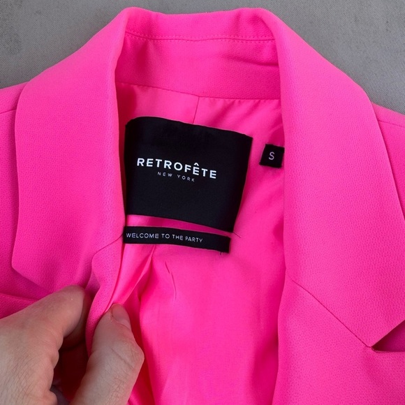 Retrofete-Hot Hyper Pink Kristen Designer Blazer Jacket - Picture 8 of 8